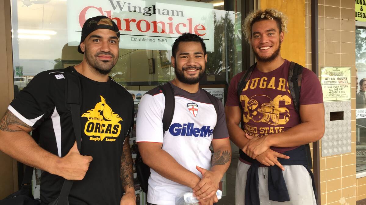 Kiwi connection: Wingham's New Zealand signings Solomona Sio, Theo Lalakai and Marlon Purcell. All are expected to play in tomorrow's pre-season game against Forster-Tuncurry.