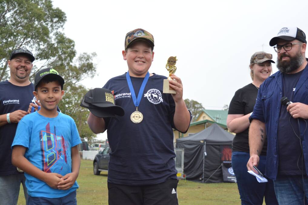 Second place: Cooper Turner was awarded a trophy, a hat, a medal and a little bit of cash. Photo: Anne Keen