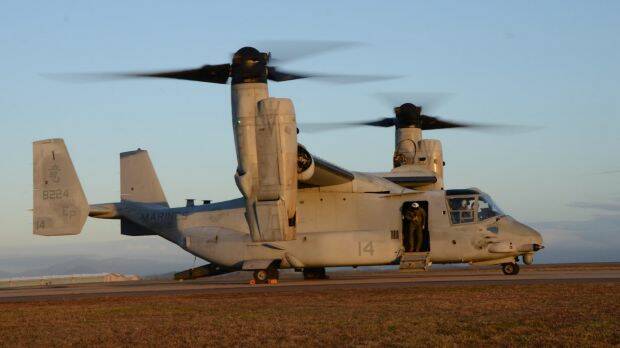 An MV-22 Osprey pictured at an RAAF Base in Townsville. Photo: US Army
