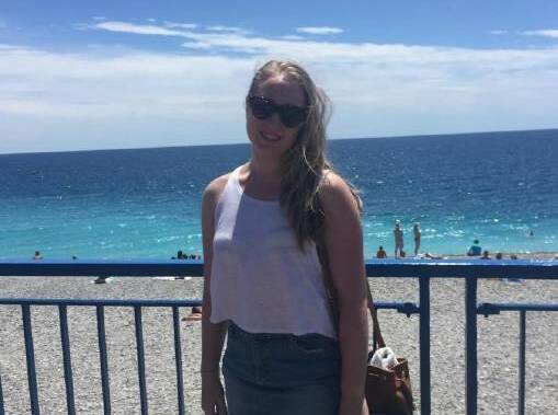 Tamworth 18-year-old Hannah Ellison on the promenade in Nice, France, near where, just hours later, people in her tour group were hit by a truck during Bastille Day celebrations.