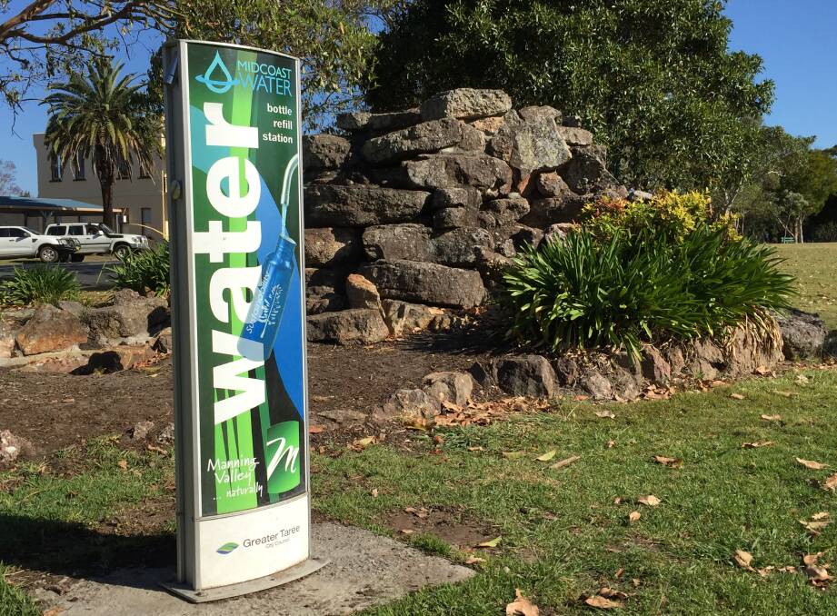 Water bottle refill station in Central Park playground, Wingham.