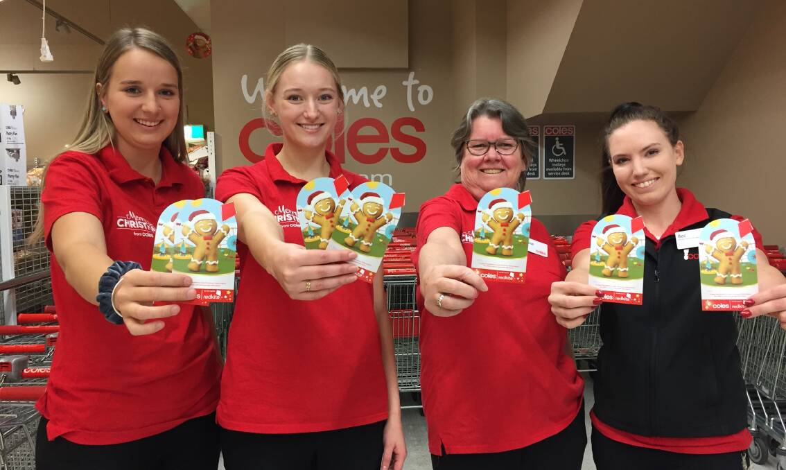 Brooke Atkins, Tahlia Gill, Glenise Chant and Bec Lewis of Wingham Coles supporting the Redkite Christmas campaign.