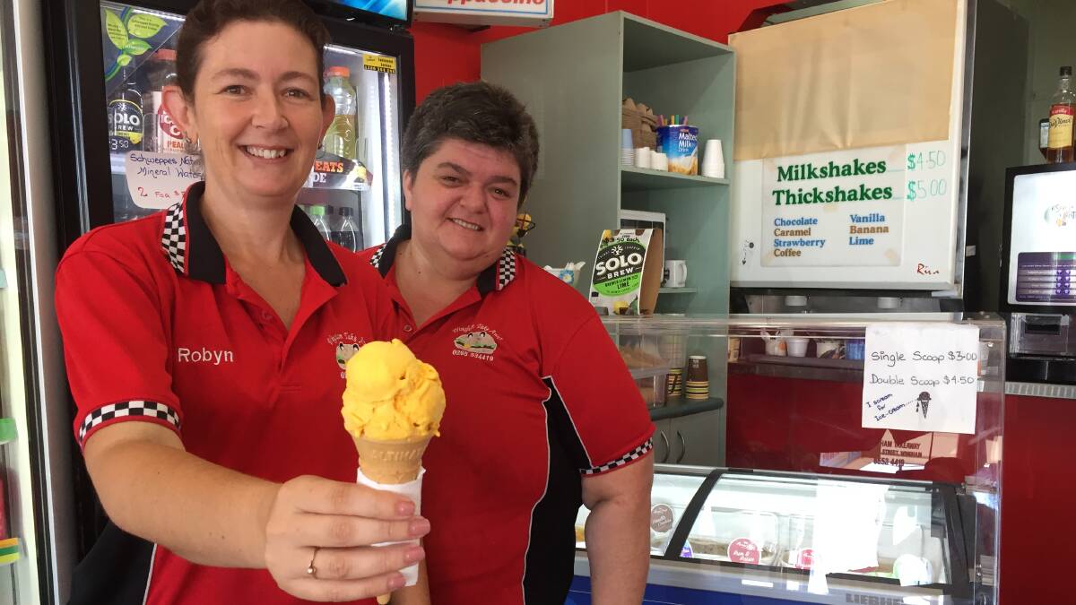 We've got the scoop: New to Wingham Takeaway is an ice-cream counter and Robyn Tisdell and Bev Pankhurst have been keeping locals cool in the intense heat of summer.
