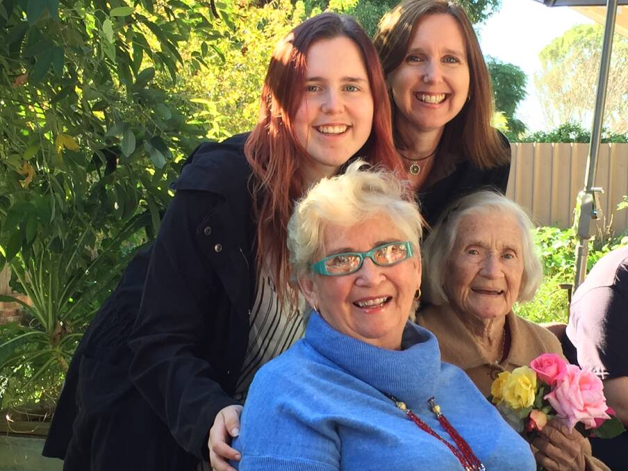Happy birthday: Celebrating Joyce Martin's 97th birthday at Garden Grub were daughter Mary Pilotto,  grand-daughter Kathy McKay and great grand-daughter Madelyn McKay. 