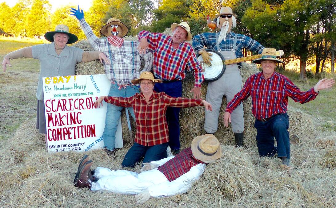 The 'Day in the Country' organising committee getting into the spirit of the day! Judith Jackson, Michelle Swannack, George Hoad, Brian Willey (with Happy Harry, Sleepy Sam and Banjo Bob) ready for the scarecrow competition.