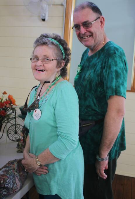 Begorrah: Mt George Red Cross member Bev Meehan and husband Donald wear the green of Ireland at Tinonee’s St Patrick’s Day function.