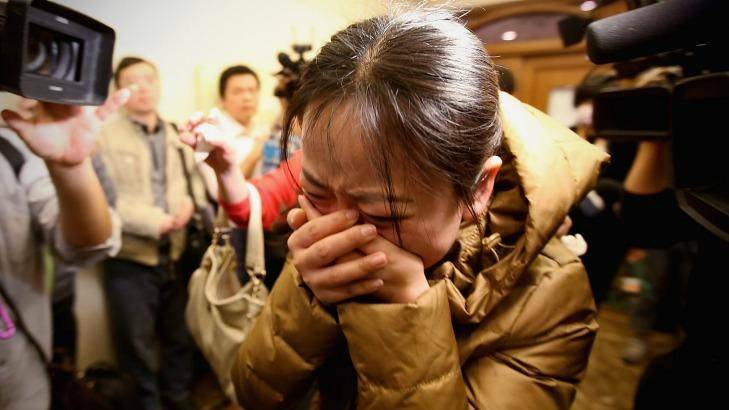 Anguish in Beijing as relatives learn MH370 has gone missing on March 9, 2014. Photo: Feng Li/Getty