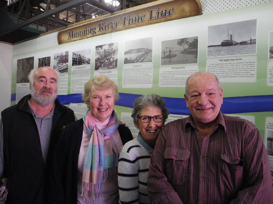 Winning volunteers: Bob Berry, Manning Valley Historical Society president Barbara Waters, Robyn Greenaway and museum curator Terry Tournoff are some of the dedicated hard-working volunteers for the Our Rivers Our History project. Picture: Julia Driscoll