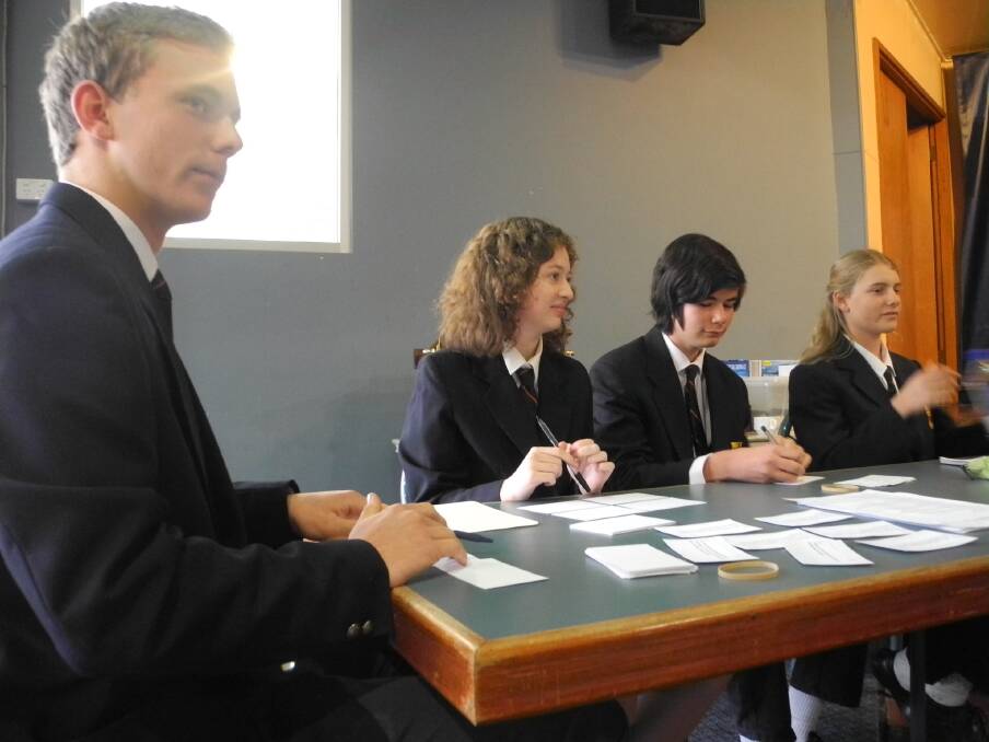AFFIRMATIVE: Wingham High School's debating team Stephen Smith, Prudence Smyth, Ben Butler-Kwa and Georgia Hudson. Photo: Julia Driscoll.
