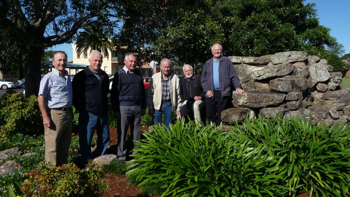 Re-imagining the waterfall: Wingham Advancement Group president Allen Valentine with former Apex members Harry Hoosan, Ray Campbell, Alan Carlyle, Bill Polkinghorne and Alan Martin at the old Apex Waterfall. Photo: supplied.