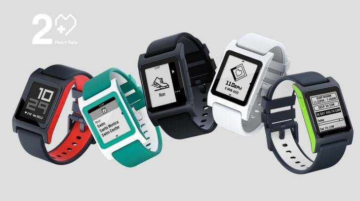The recently-released $US100 Pebble 2 tracks activity, sleep and heart rate, is water resistant, allows for interaction with phone notifications and lasts for a week on a single charge. Exactly the kind of device Fitbit would love to have. Photo: Pebble