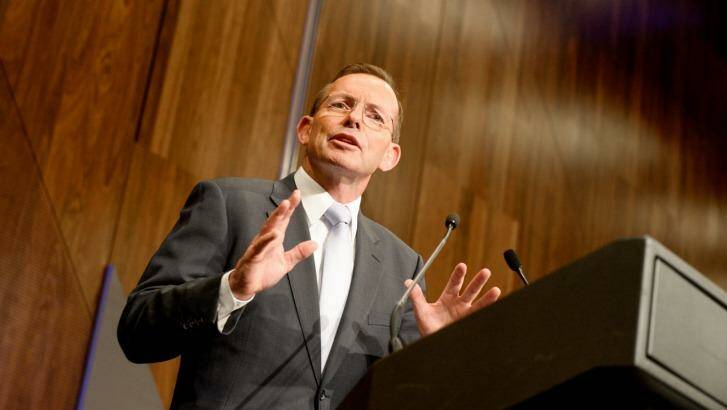 Steering the response to proposed taxation changes: Prime Minister Tony Abbott in Victoria on Sunday. Photo: Justin McManus