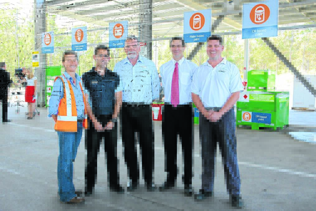 Better recycling for the Manning: Ali Bigg, Ben Jenkins, Garth Yates, Dan Bugitti and Ben Randle at the official opening of the community recycling centre yesterday.
