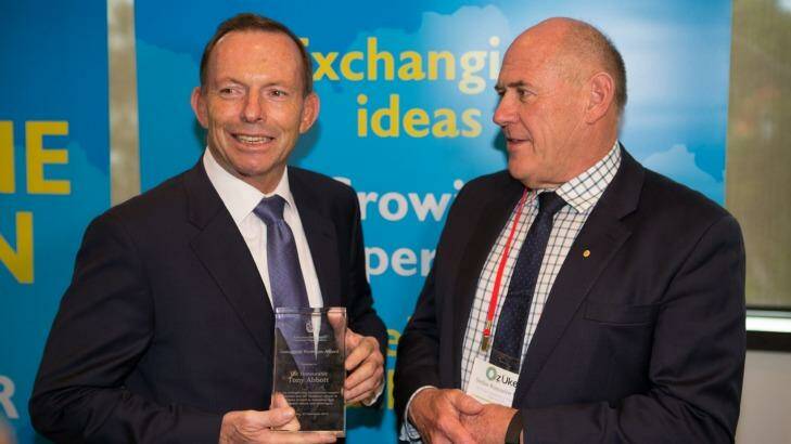 Tony Abbott receives award for in recognition of his strength and international support for Ukraine and the Ukrainian people.  Photo: Jason South