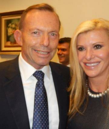 Tony Abbott and <i>Real Housewives of Melbourne</i> star Gamble Breaux meet on budget night in Canberra. Photo: Instagram 