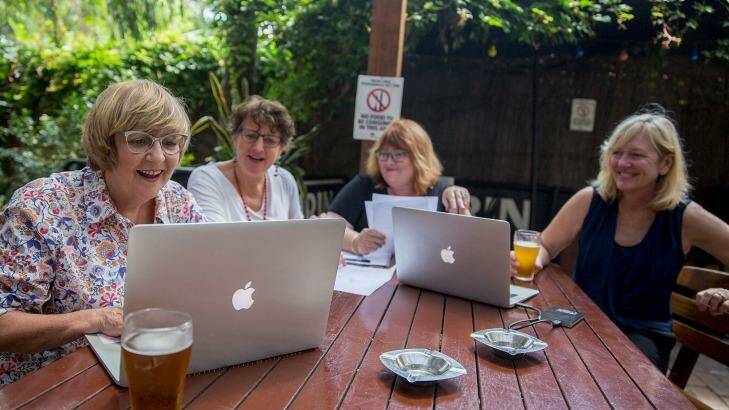 Group writing: the four writers behind the Alice Campion novel The Shifting LIght. Photo: Michele Mossop