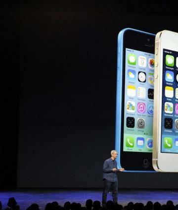 Apple chief executive officer Tim Cook launches the iPhone 6 and the iPhone 6 Plus. His keynote speech live stream was interrupted by technical problems.