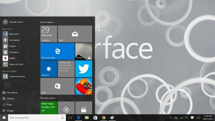 The Windows 10 Start menu is a happy compromise between Windows 7 and Windows 8. Photo: Screenshot