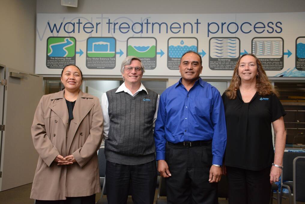 Empowering relationship: Tonga Water Board (TWB) administration and customer services manager Elisiva Tapueluelu, MidCoast Water (MCW) asset enginner Lance Scriven, TWB finance manager Kolopeaua Tonga and MWC leader in scientific services Narelle Hennessy.