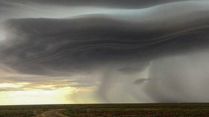 The storm passing through Woomera in SA's north on Wednesday. Photo: Bureau of Meteorology