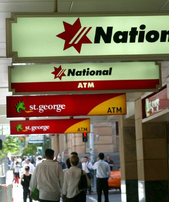 Banks. banks side by side in Brisbane's Queen Street mall. fir  generic. banks, nab, national bank, st george, atm, banking. AFR Picture by Robert Rough, 1 April 2005. SPECIALX 35069