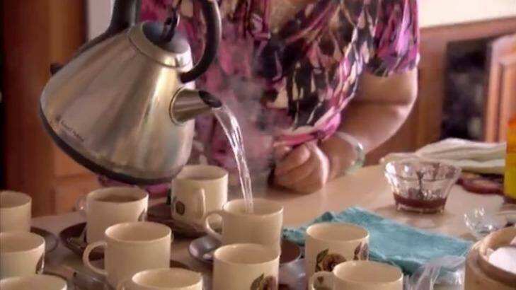 Grandma is the perfect hostess, serving up plenty of tea. Photo: Channel 7