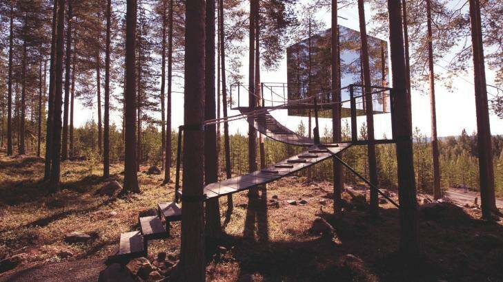 Mirror Cube Tree Hotel, Sweden. Photo: Tree Hotel