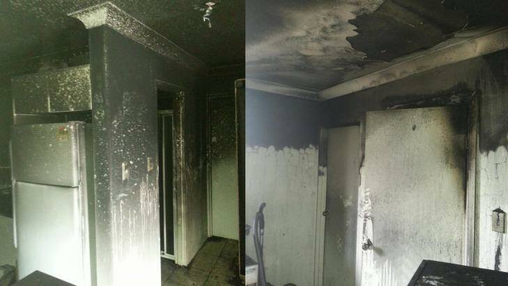 The devastating effects of an electrical fire at a property in Lidcombe, NSW in September 2014, caused by a faulty Samsung washing machine. Photo: Imgur