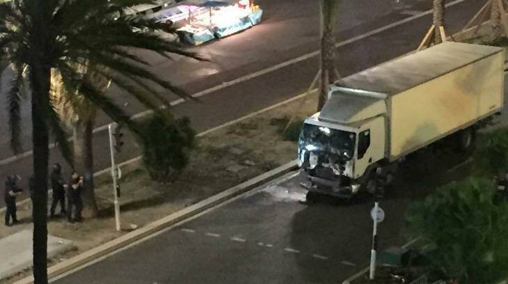 The truck involved in the Nice attack. Photo: Twitter: @Nice_Matin