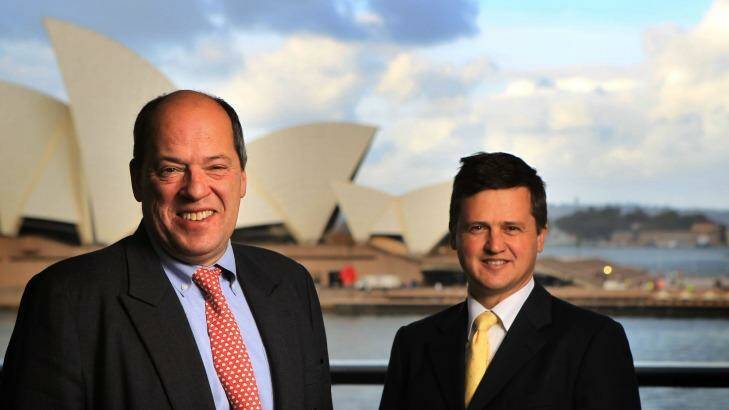 AXA Global Investment Manager Tim Gardener (left) with Australia/New Zealand director Craig Hurt. Photo: James Alcock