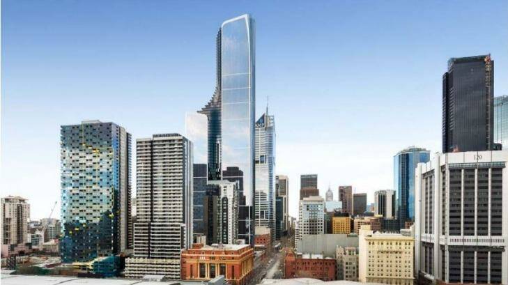 An artist's impression of the proposed 85-storey skyscraper at 640 Bourke Street in Melbourne. Photo: Supplied