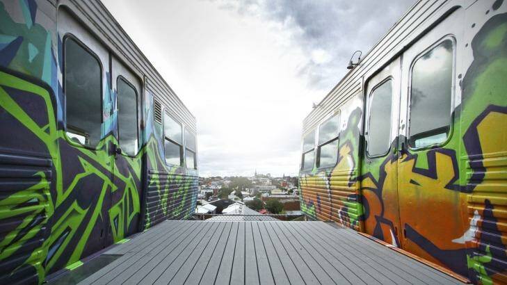 Architect Zvi Belling's rooftop trains in Easey Street, Collingwood. Photo: Supplied