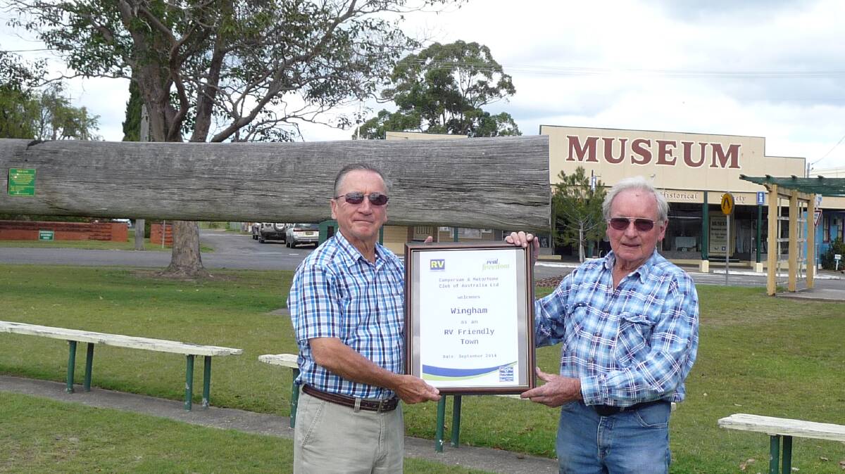Allen Valentine and Ron Sky with the official certificate declaring Wingham as an RV Friendly Town.
