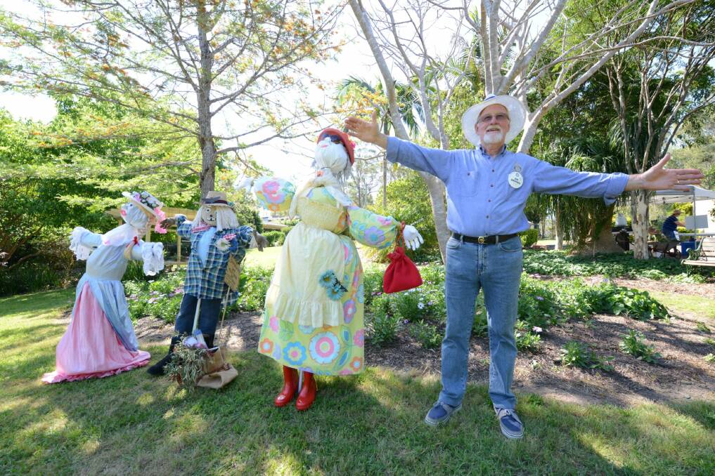 Ron Hindmarsh joins the Wingham Brush Public School scarecrows in his garden