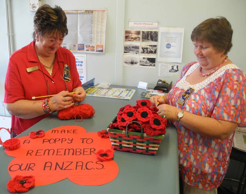 Wingham Women's RSL Auxiliary president Lyn Turner and treasurer Karen Bowen need your help making poppies to commemorate the Anzac centenary.