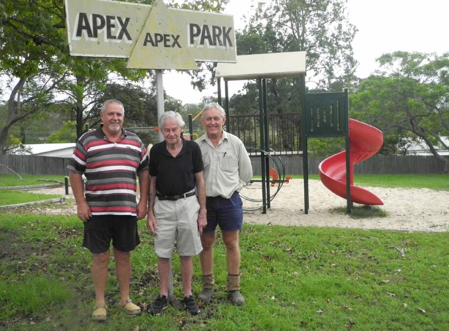 Graham Urquhart, Alan Carlyle OAM and Peter Fortheringham last year at Apex Park as they prepared for an Apex reunion.