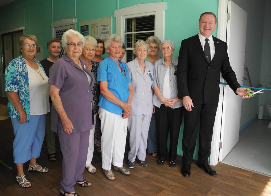 Members of Wingham CWA were thrilled that member for Myall Lakes Stephen Bromhead was on hand to open their new disabled toilet.