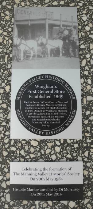 The first Manning Valley Historic marker for the site where the Wingham museum now stands.