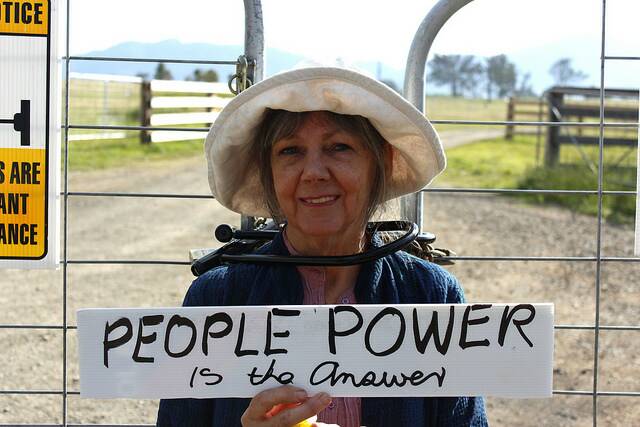 Manning Valley resident, author and grandmother, Sharyn Munro locked onto an AGL gate 