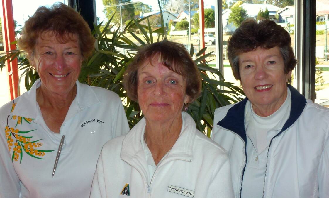 Wingham Bowling Club: Club Triples Champions for 2014 are from left to right Lillian Cross (skip), Robyn Gillogly and Di Lewis.