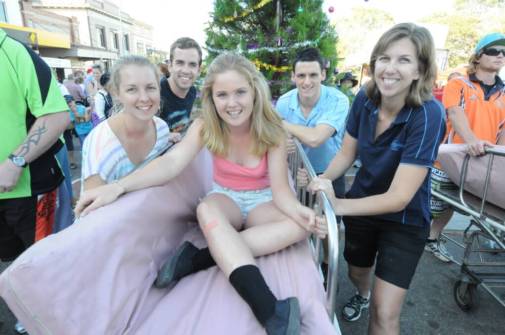 The bed races were popular at the 2013 Wingham Christmas Carnival
