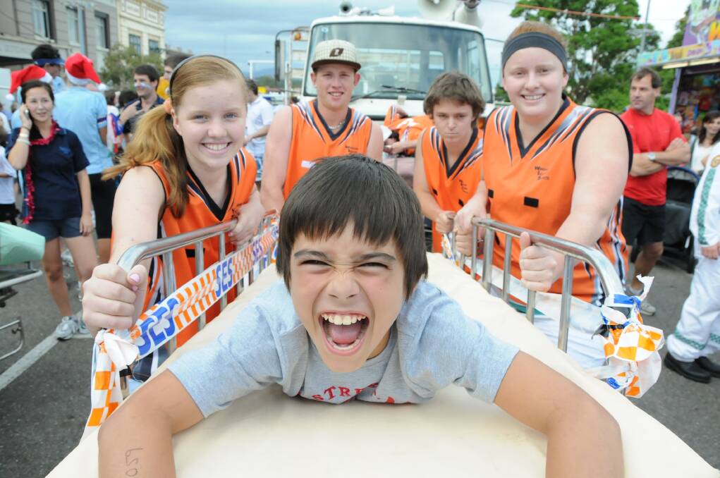 The bed races are always popular at the Wingham Christmas Carnival