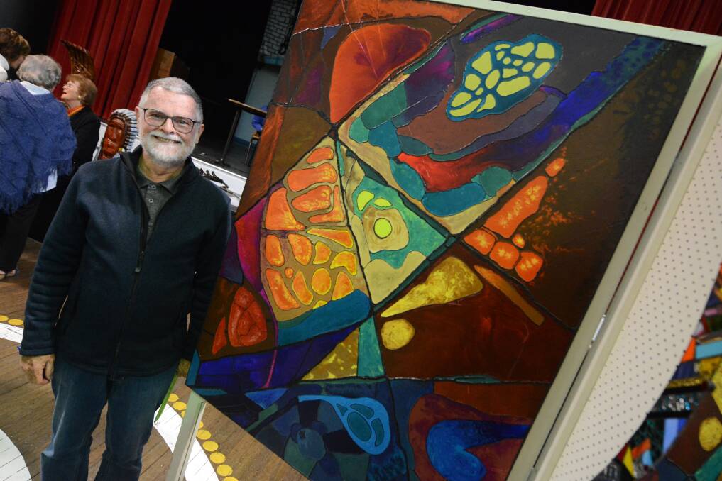 Colours pop: Artist Fred Bullen with his work, The Spirit of the Shore.