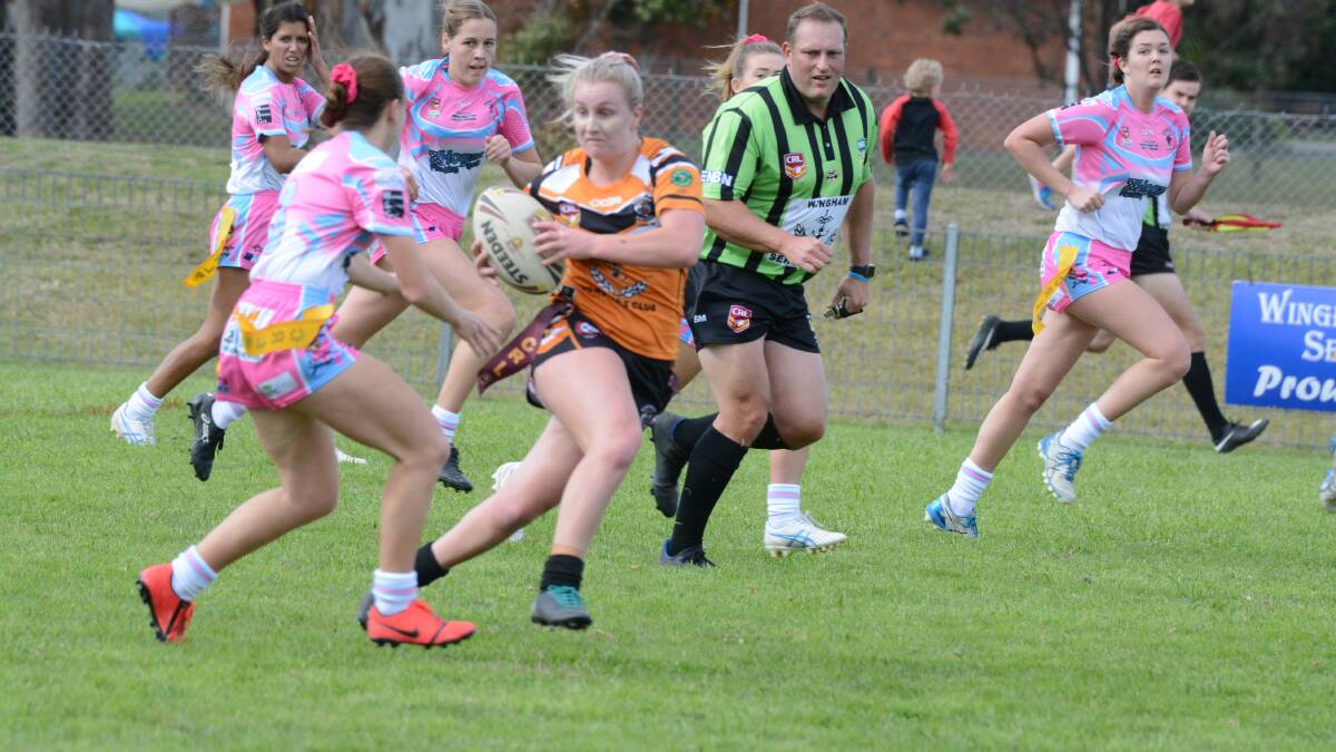 Wingham's Jonty Hemmingway will be playing in the Group Three/Hastings League Nines to start next month. She's pictured playing league tag for the Tigers.