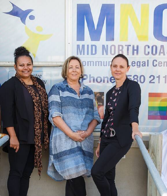 Good news: Mid North Coast Community Legal Centre's Latoya Smith, Jane Titterington and Sarah Dahlenburg. Photo: supplied