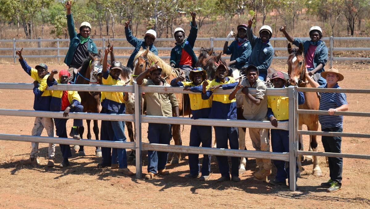 EQUINE EXCELLENCE: Students, CDP participants and staff celebrate the official opening of the Ngukurr School equestrian yards on September 7 after a collaboration between the school and Roper Gulf Regional Council delivered the much-needed infrastructure. Picture: Roper Gulf.