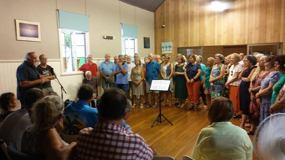 Wallaby Jore RFS captain Bob Pope addressing the choir and brigade families. 