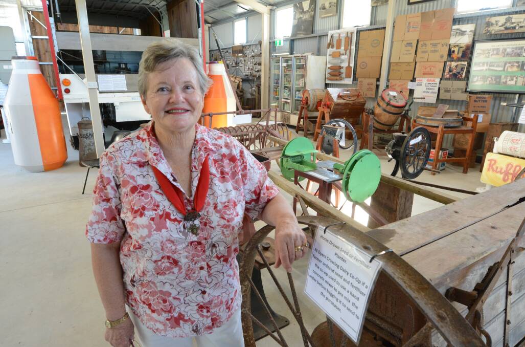 Margaret Love stands inside the Coleman Pavilion at the Cundletown Museum. The pavilion, which opened in 2017, houses larger items, including farming artefacts. Photo: Scott Calvin.