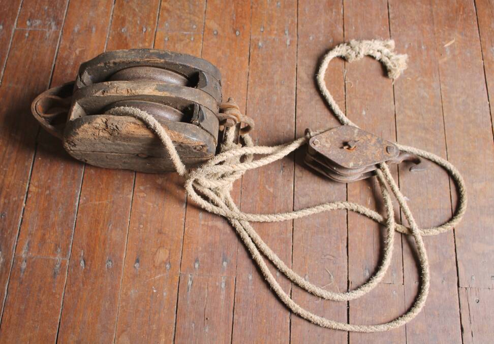 The block and tackle salvaged from the wreck of SS Allenwood', recently donated to Tinonee Historical Museum.