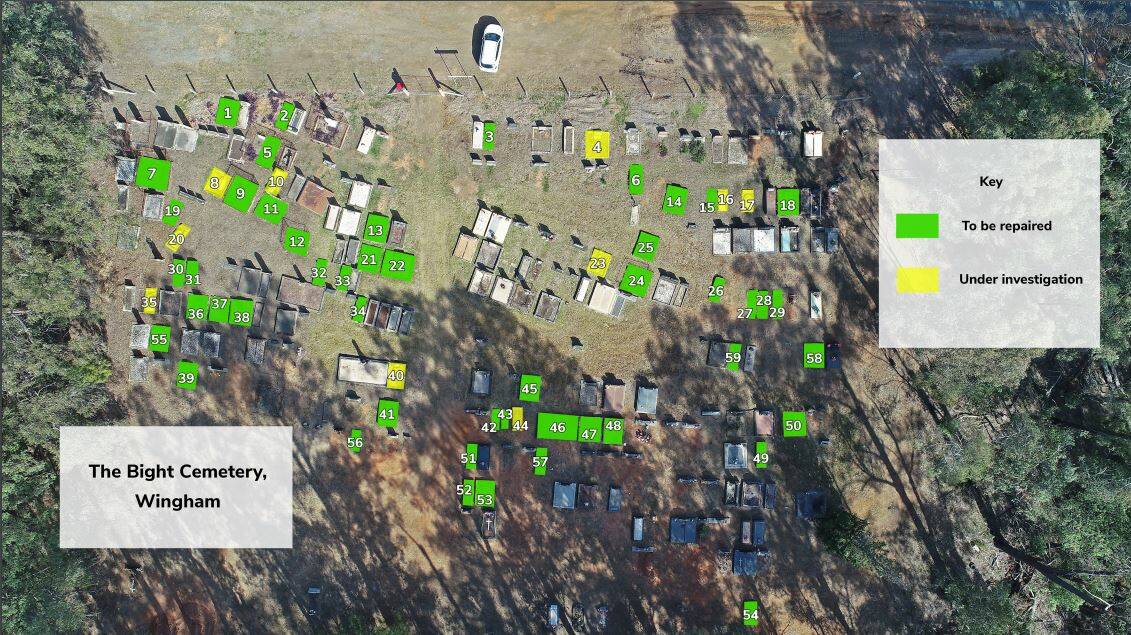 Bight Cemetery map and photos to assist in restoration project